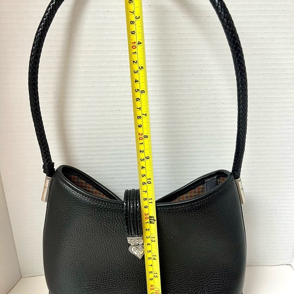 Brighton Ophelia Hobo bucket Pebbled Black Leather Snap Braided long Handle Smal - Picture 5 of 5